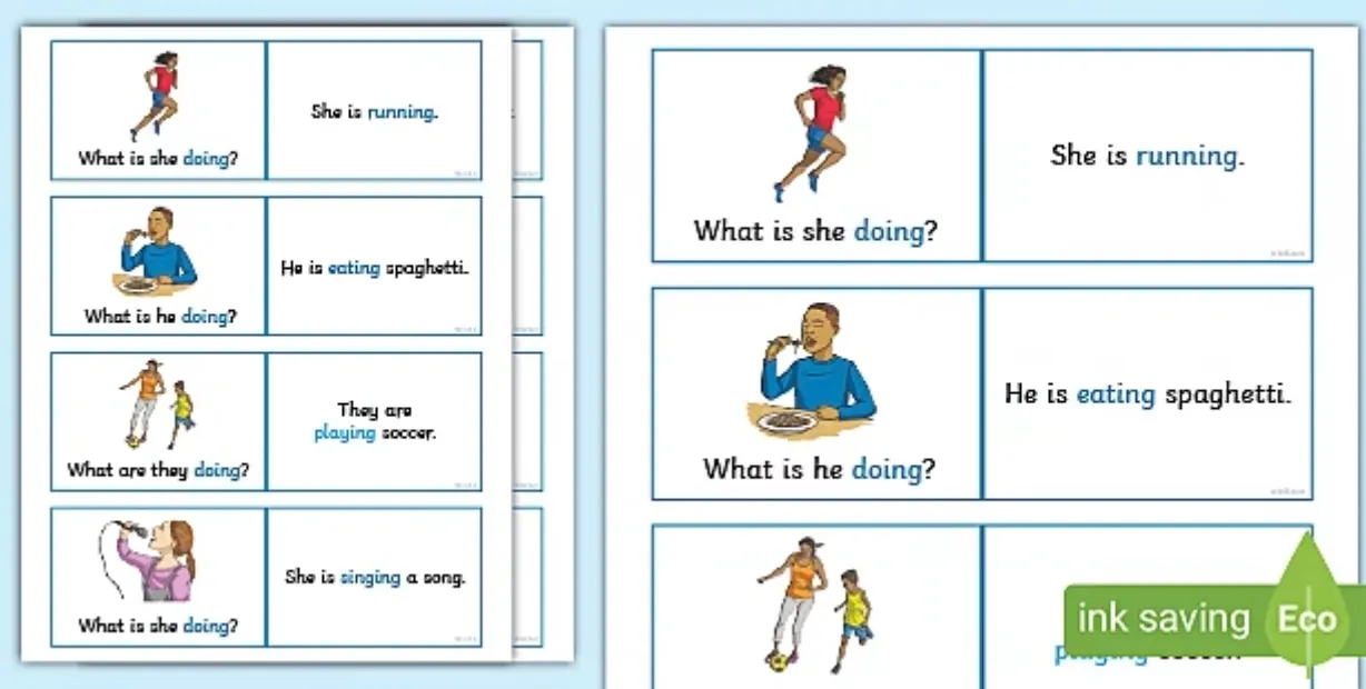 ELL Present Progressive Matching Cards Game