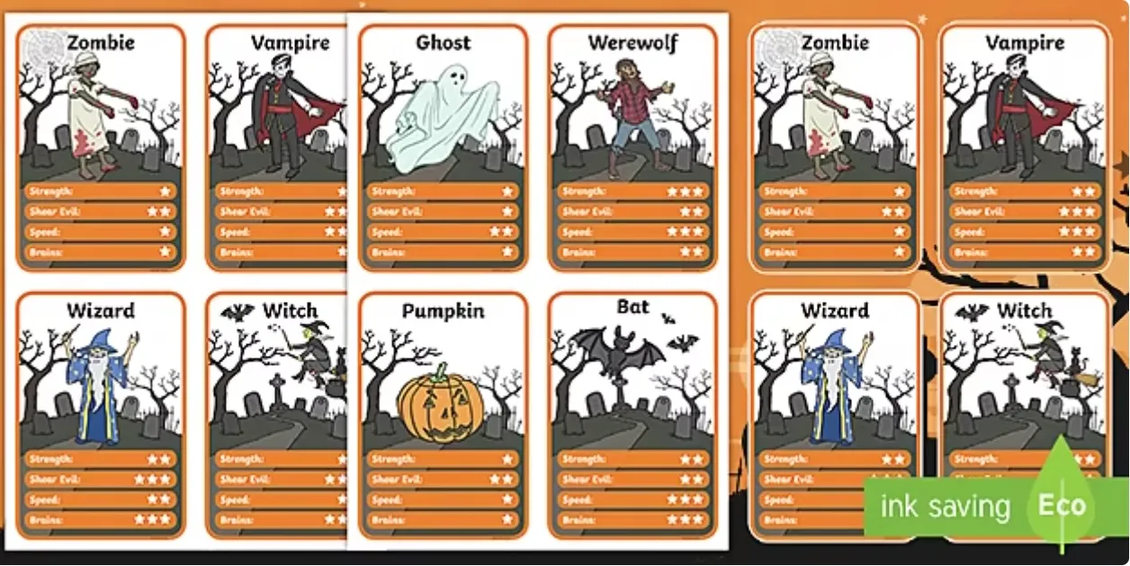 Halloween Character Card Game